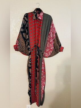 Pre-LOVED - J Bolin, Patchwork Floral and Paisley Maxi Shirt Dress/Kimono